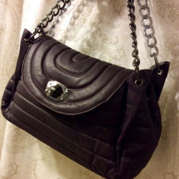 Tuscan Vegan “Vintage Eggplant” Trapeze Satchel Handbag - Picture 2 of 7